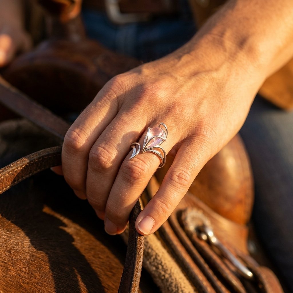 Vintage Silver Rose Quartz Flower Ring