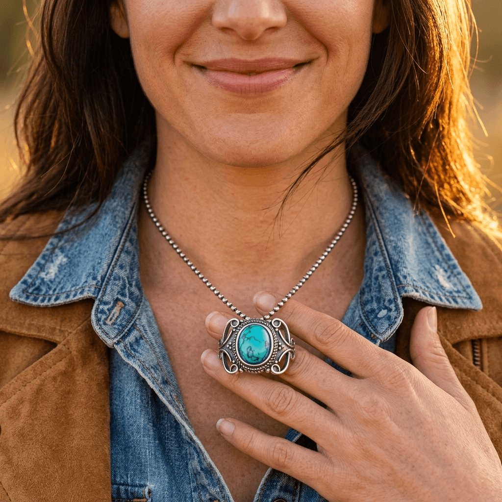 Outlaw Turquoise Stone Statement Necklace