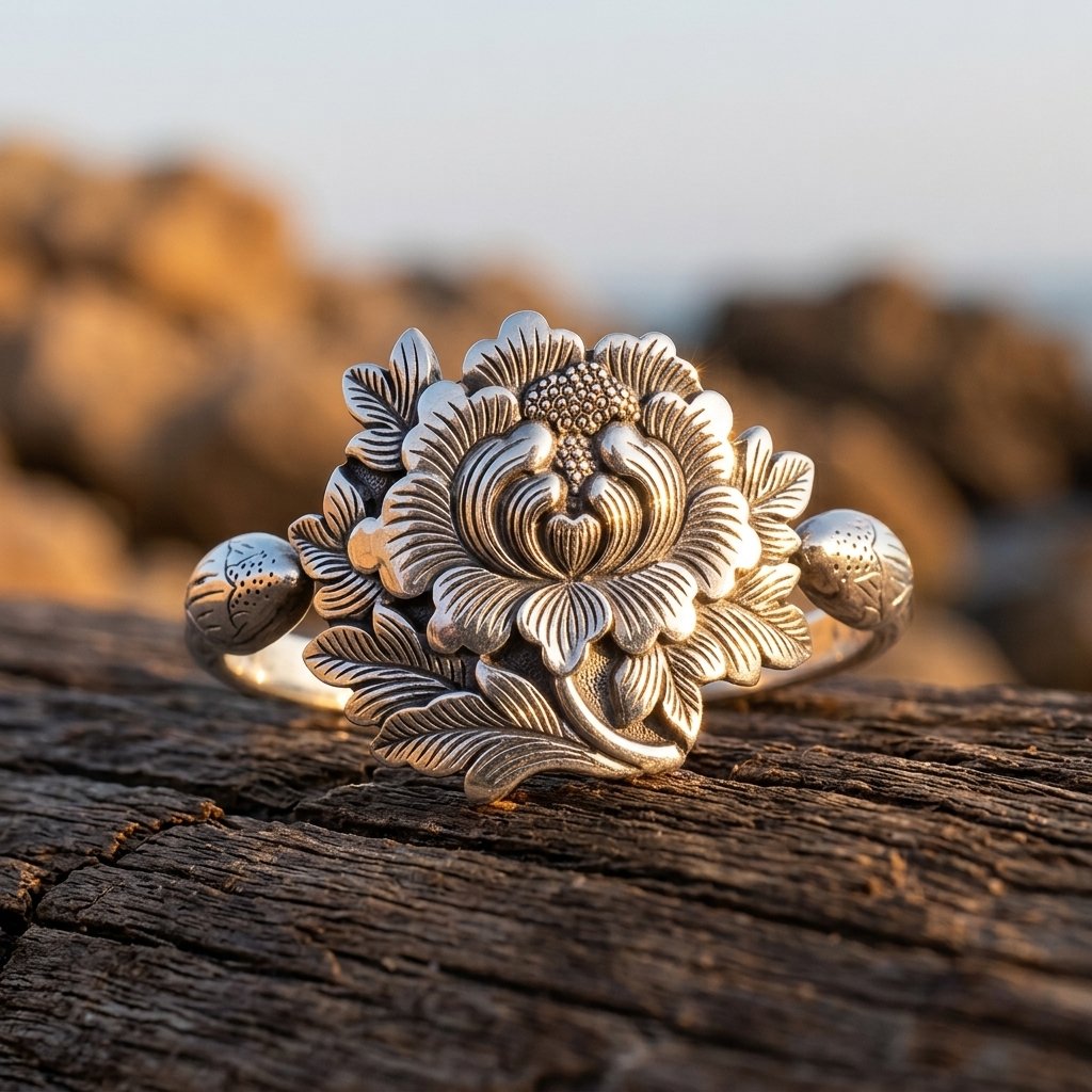 Bohemian Gold Filigree Flower Open Ring