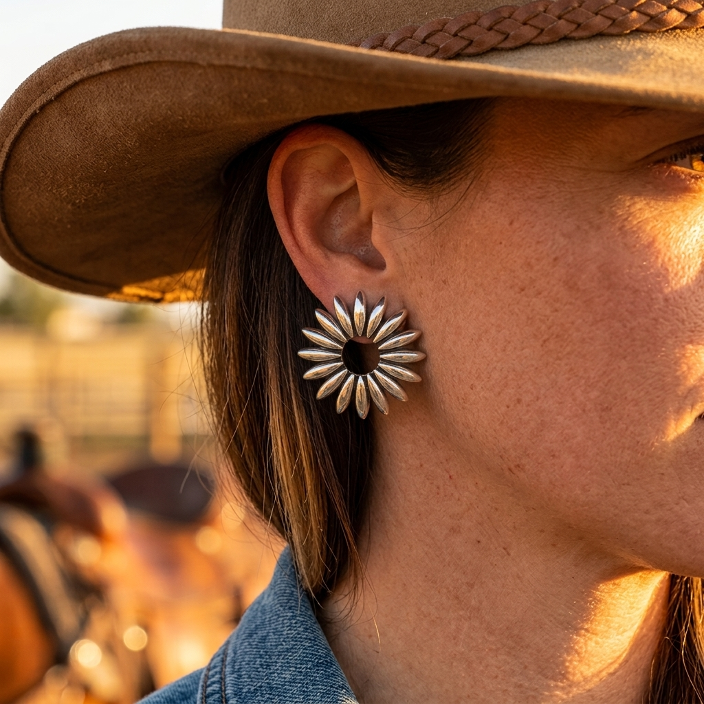 Bohemian Gold Flower Petal Drop Earrings