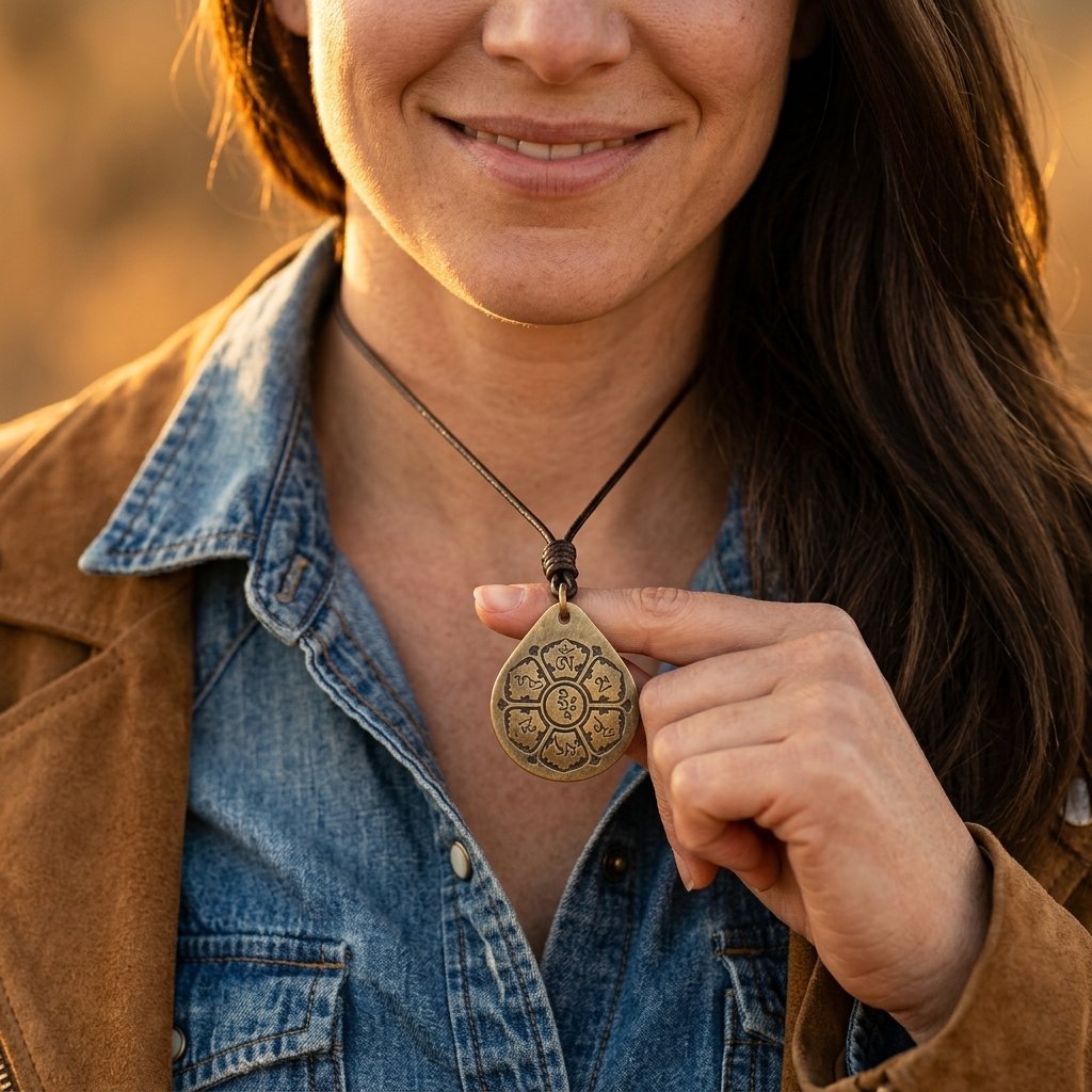 Boho Gold Om Filigree Teardrop Necklace