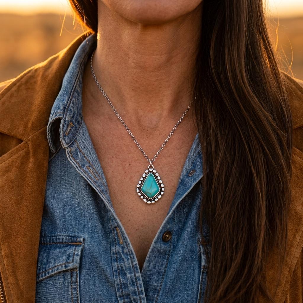 Luxury Turquoise Pattern Gold Necklace