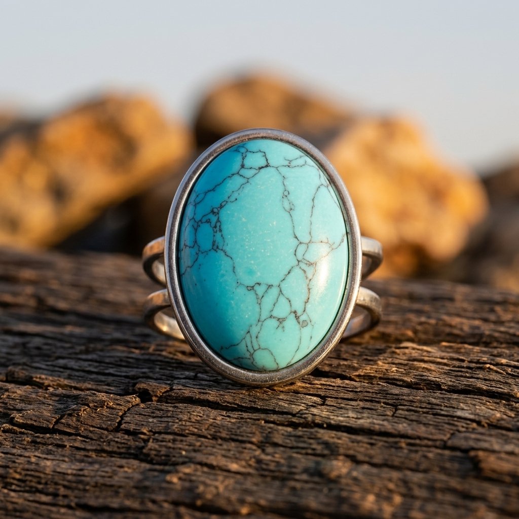 Vintage Silver Turquoise Oval Ring
