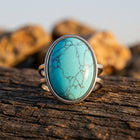 Vintage Silver Turquoise Oval Ring