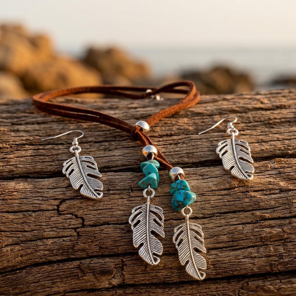Vintage Gold Leaf Design Jewelry Set