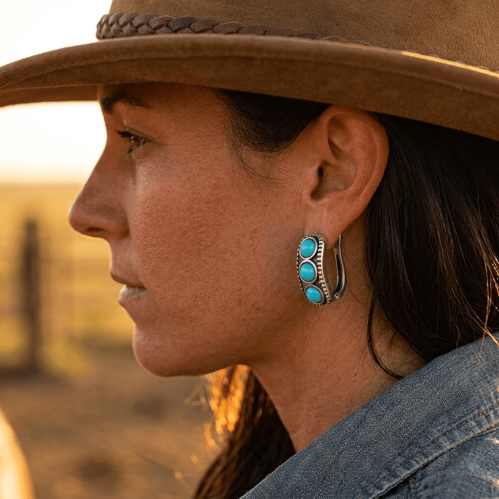 Three Stone Turquoise Earrings