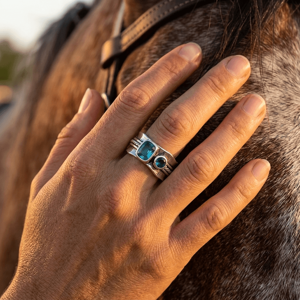Blue Topaz Two Stone Ring