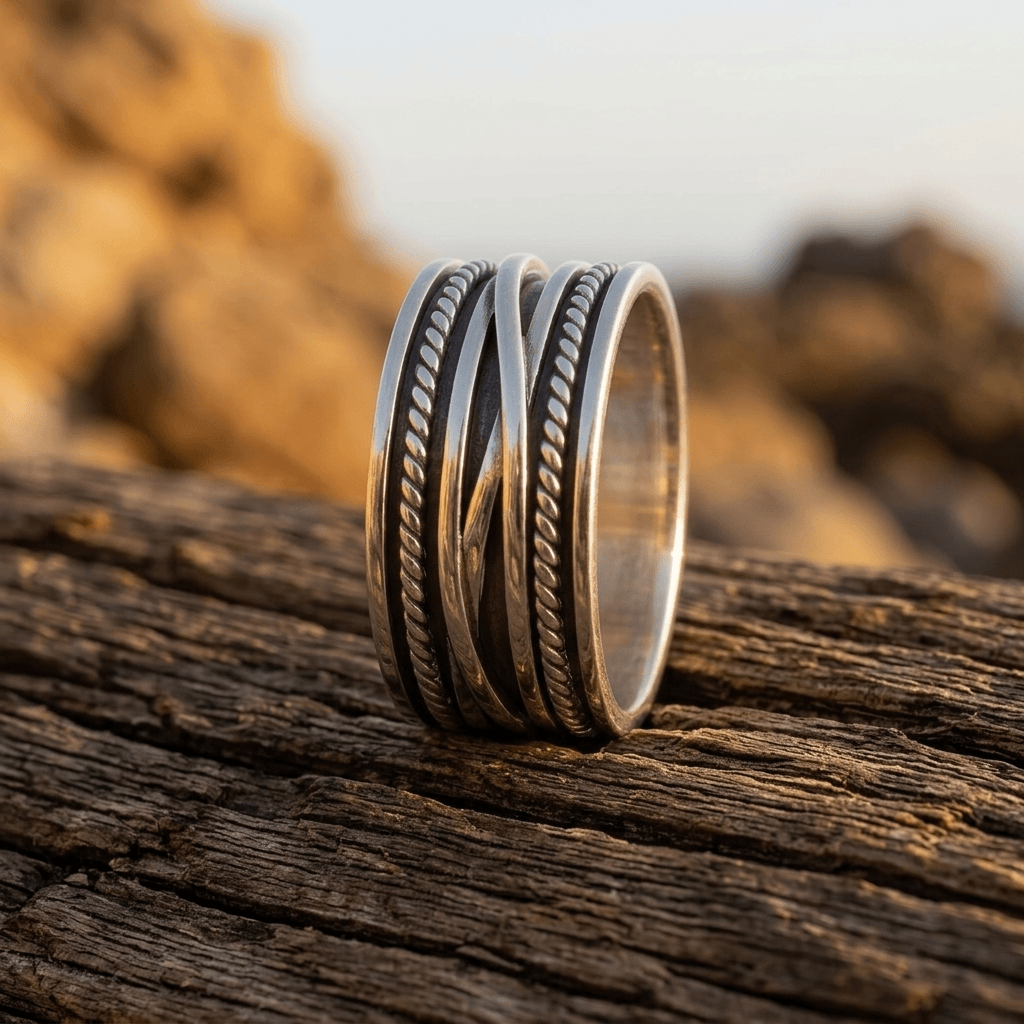 Vintage Silver Rope Twist Stackable Ring