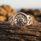 Vintage Silver Sun Face Celtic Ring