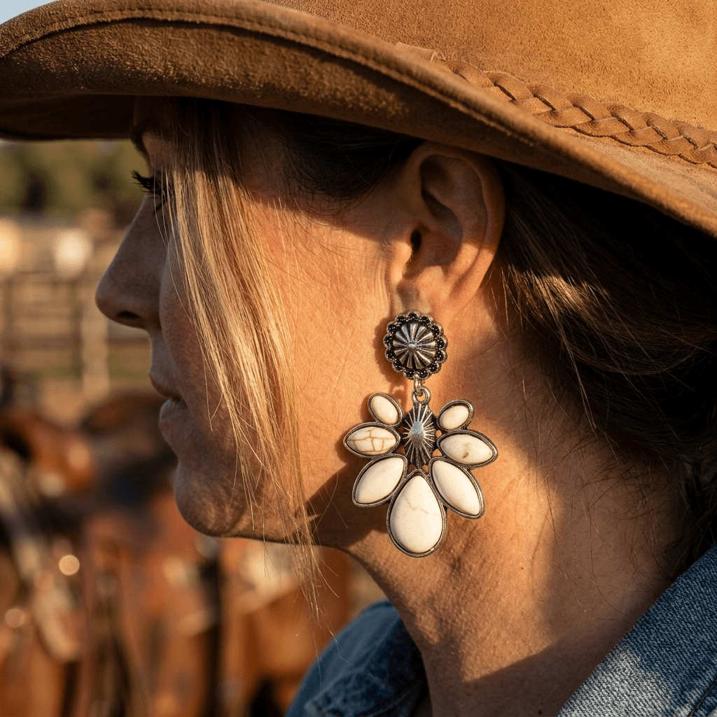 White Howlite Stone Drop Earrings