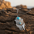 Bohemian Silver Turquoise Spike Tassel Necklace