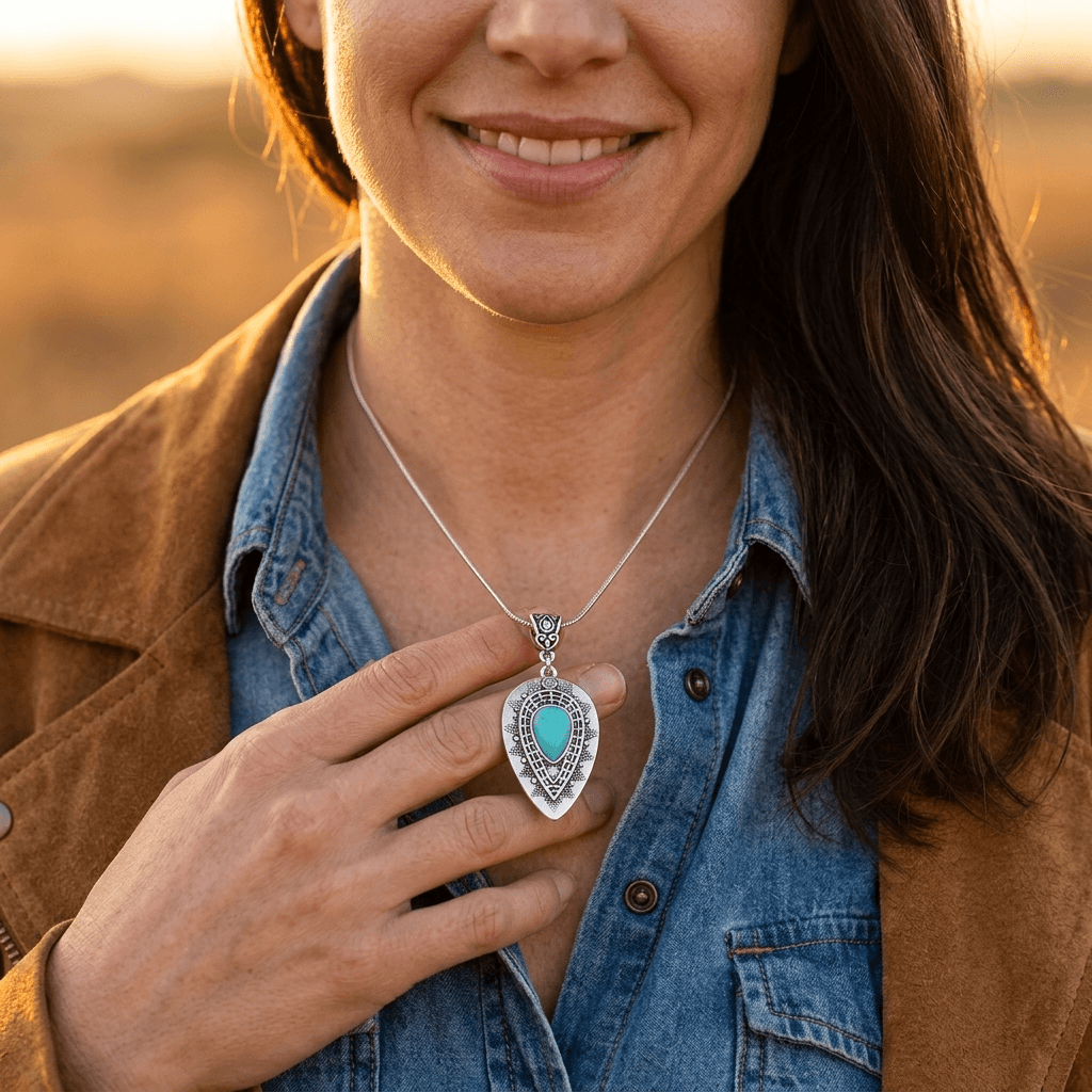Vintage Turquoise Water Drop Pendant Necklace