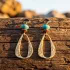 Boho Brass Turquoise Teardrop Earrings