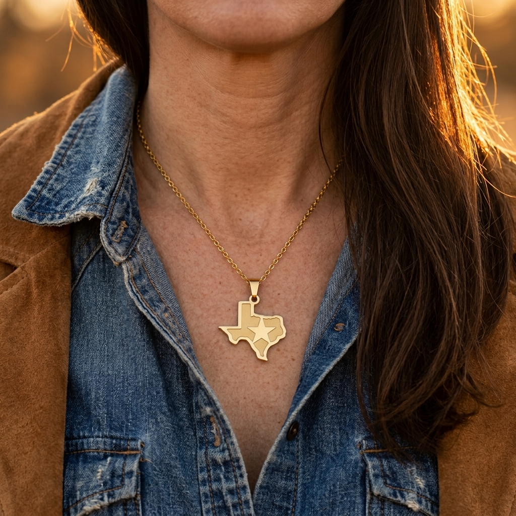 Gold Texas Star Pendant Necklace
