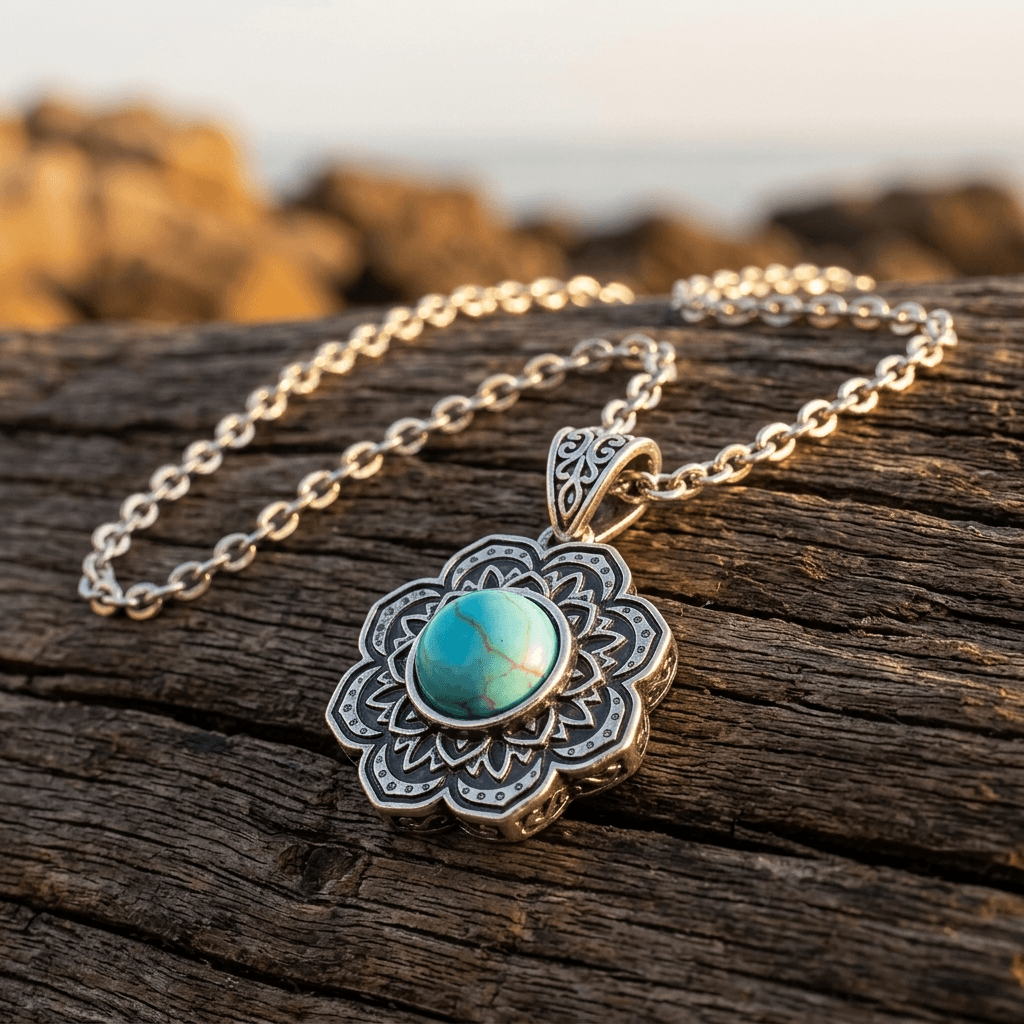 Turquoise Lotus Necklace