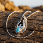 Silver Turquoise Eagle Wing Pendant Necklace