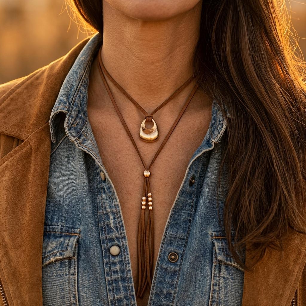 Boho Gold Oval Tassel Pendant Necklace