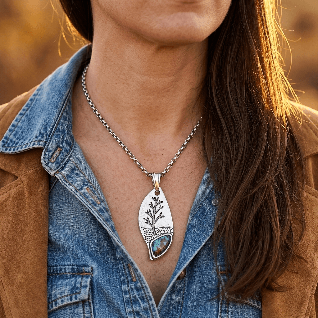 Retro Gold Tree Leaf Pendant Necklace