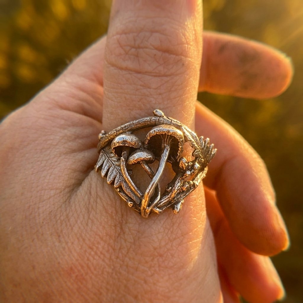 Retro Gold Filigree Mushroom Hollow Ring