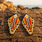 Boho Beaded Fringe Geometric Tassel Earrings