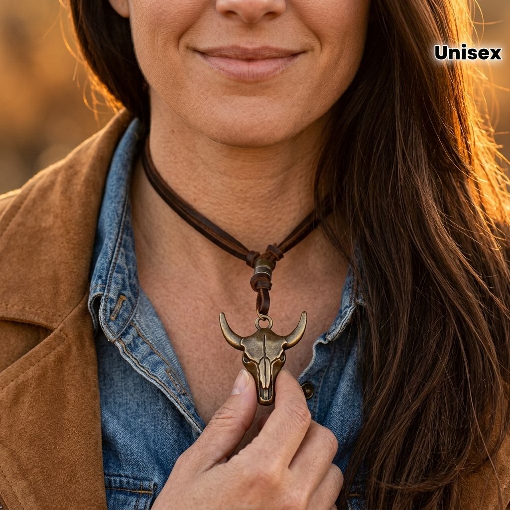 Western Brass Bull Skull Chain Bracelet