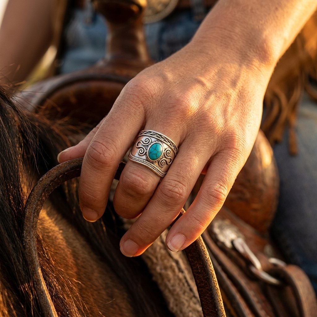 Boho Gold Turquoise Filigree Ring
