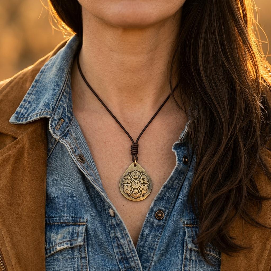 Boho Gold Om Filigree Teardrop Necklace