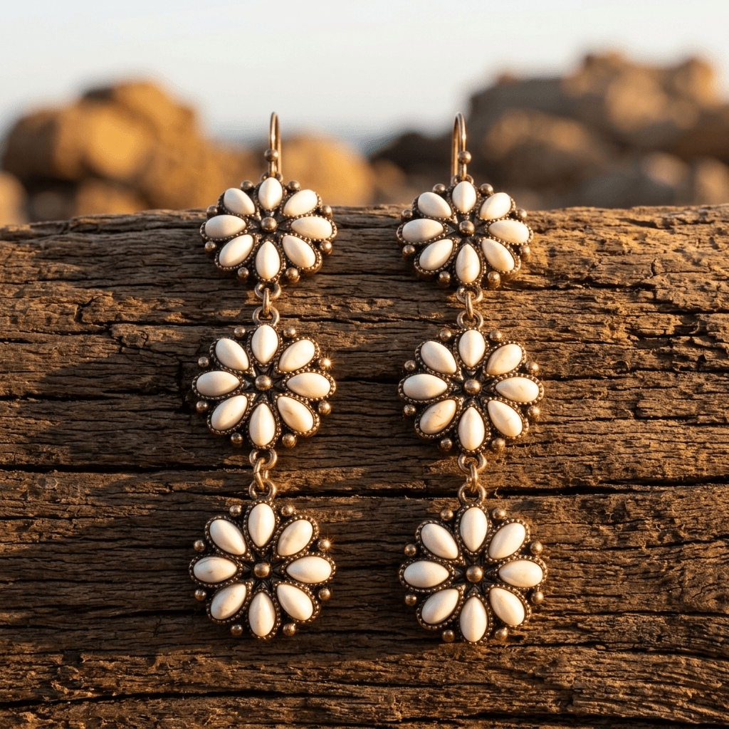 Vintage Boho Turquoise Tassel Alloy Earrings