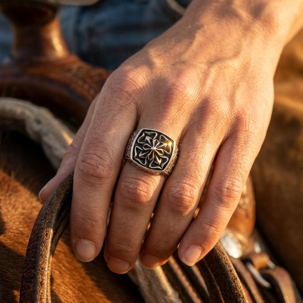 Vintage Bronze Filigree Cross Ring