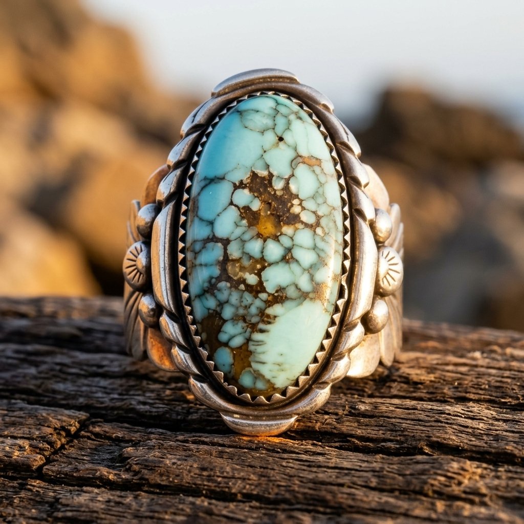 Vintage Copper Turquoise Oval Ring