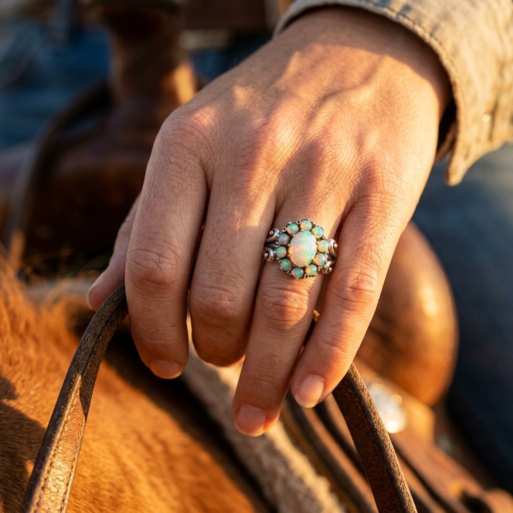 Vintage Gold Opal Cluster Ring