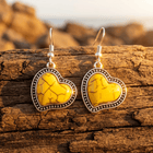 Boho Yellow Turquoise Heart Dangle Earrings