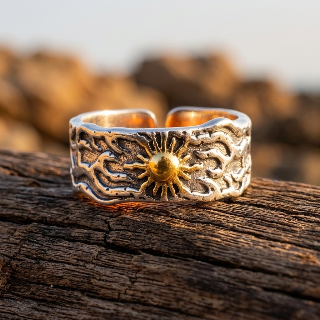 Vintage Gold Filigree Sun Adjustable Ring