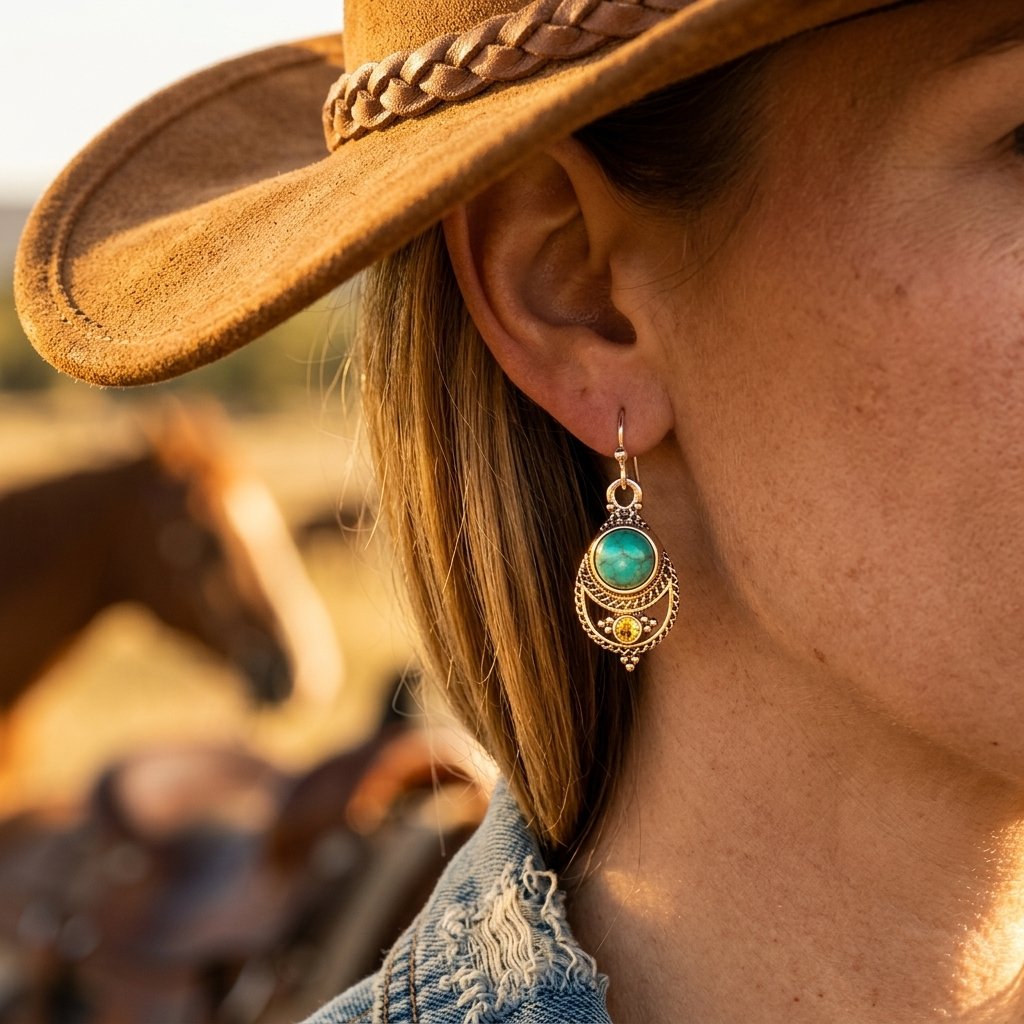 Boho Silver Turquoise Filigree Earrings