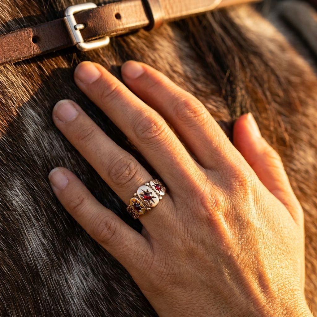 Vintage Gold Red Zirconia Star Ring