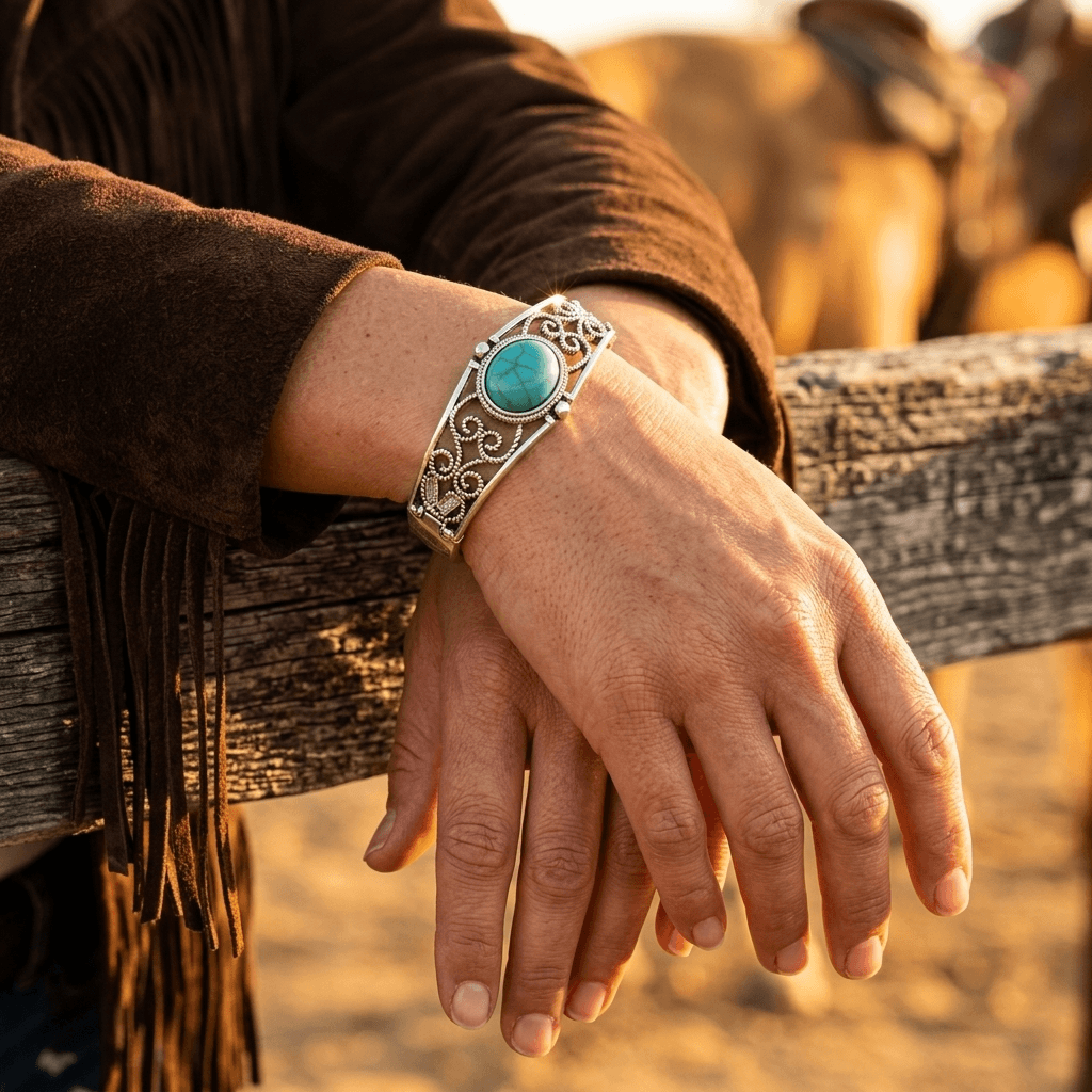 Exquisite Turquoise Blue Stone Bangle Bracelet