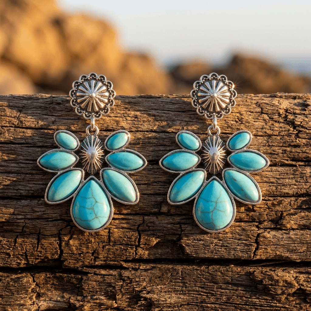 Wild Turquoise Stone Drop Earrings