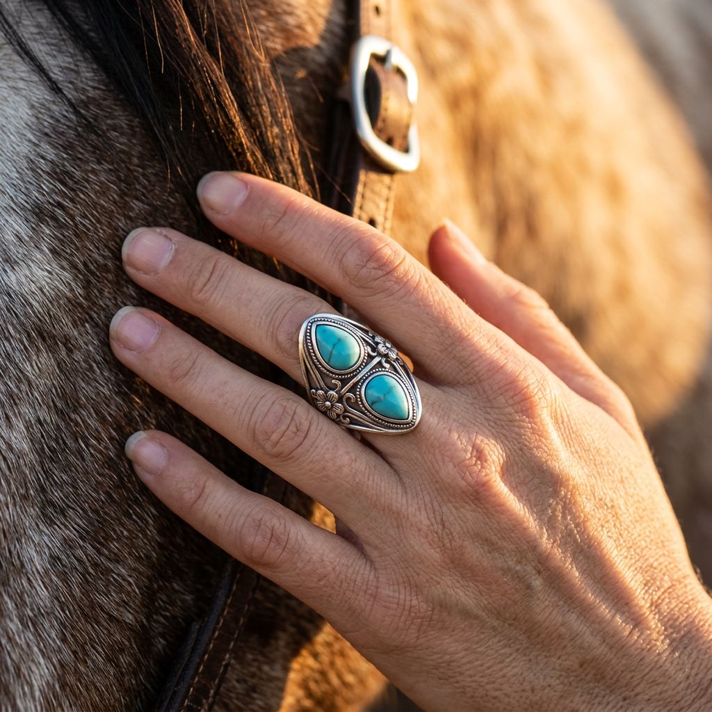 Vintage Silver Turquoise Teardrop Ring