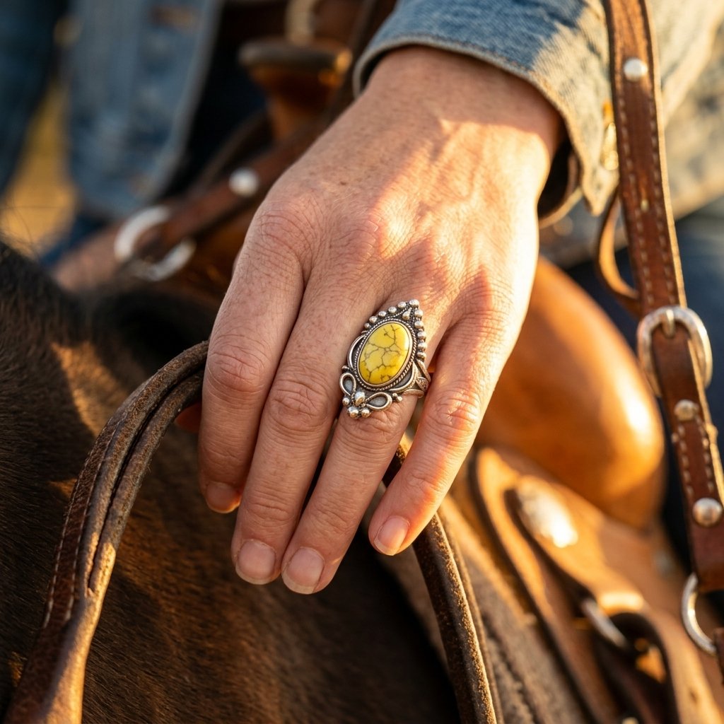 Gold Beaded Turquoise Star Pendant Ring
