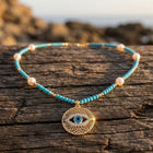 Boho Gold Turquoise Eye Necklace