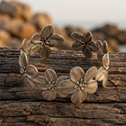 Boho Oxidized Silver Textured Flower Bracelet