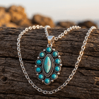 Turquoise Cluster Silver Pendant Necklace