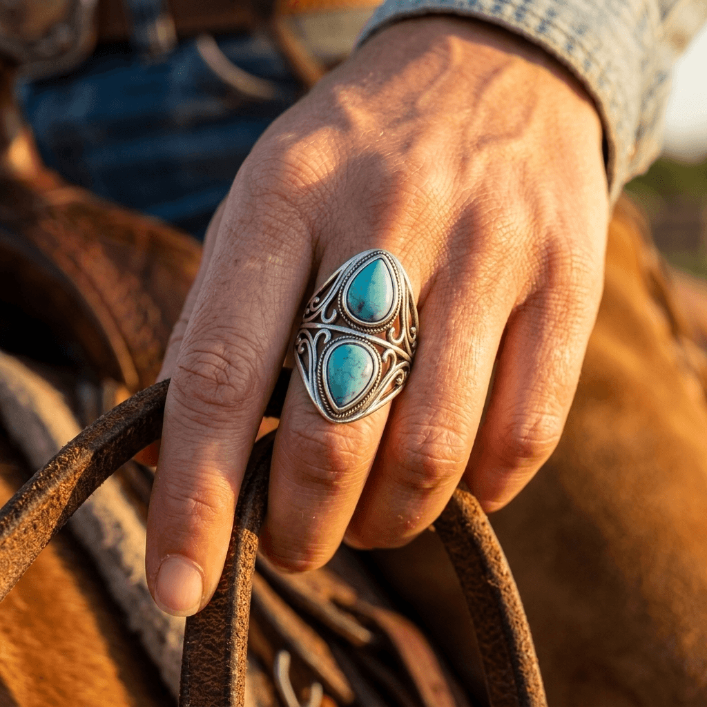 Twin Stone Silver Ring