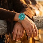 Boho Silver Turquoise Flower Bracelet