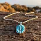 Boho Silver Turquoise Inlay Necklace