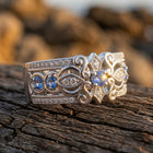 Vintage Silver Filigree Sapphire Oval Ring