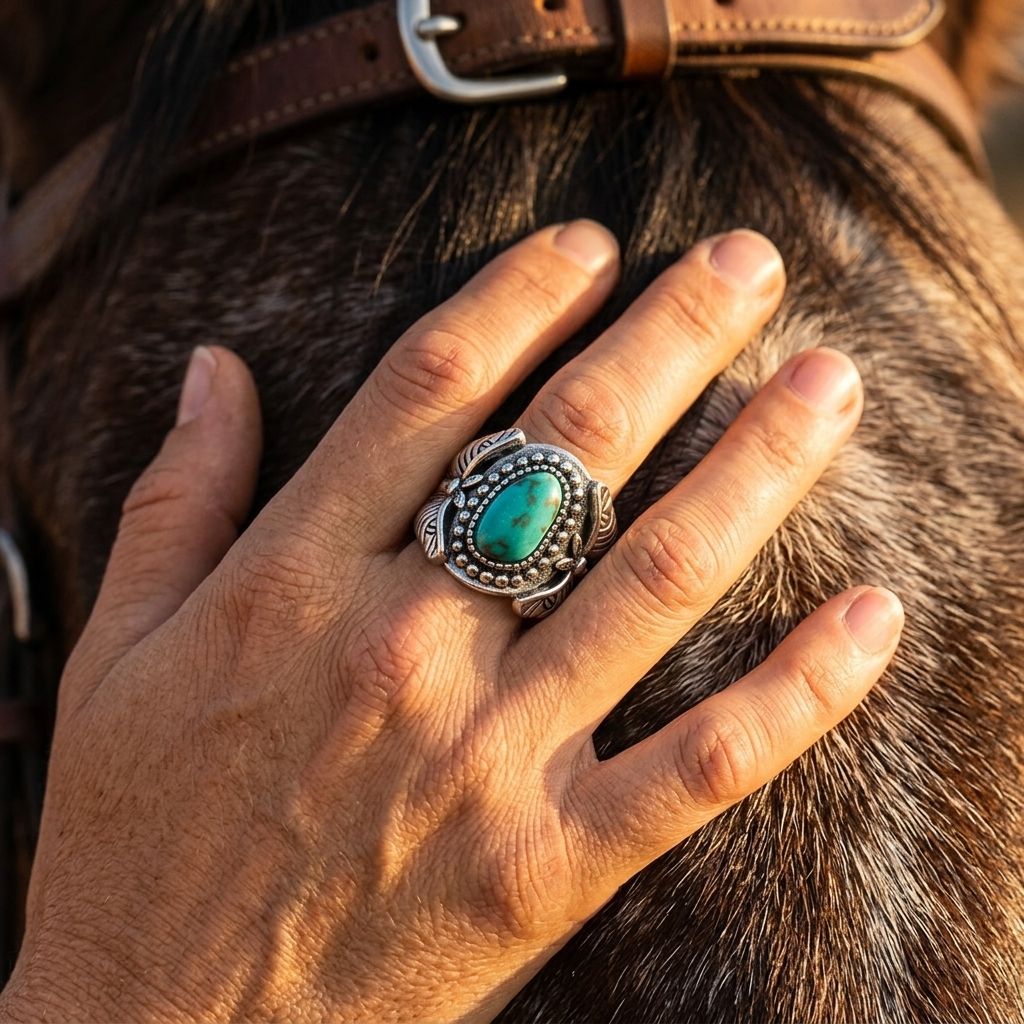 Bohemian Brass Turquoise Oval Ring