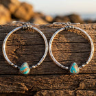 Boho Silver Turquoise Teardrop Earrings