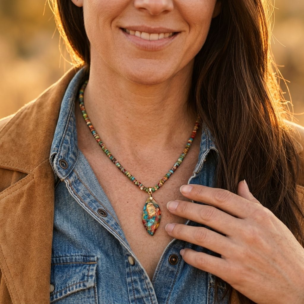 Boho Multicolor Turquoise Teardrop Pendant Necklace