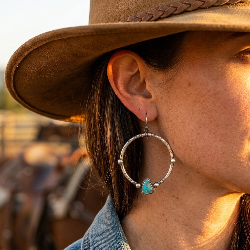 Boho Silver Turquoise Teardrop Earrings